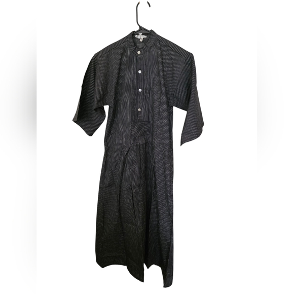 Black & White Pinstrip 3/4 Sleeve Minimilist Maxi Cotton Dress Size 2 - Picture 5 of 5